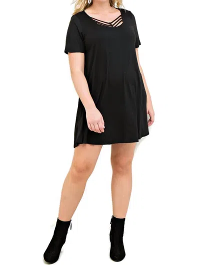 Entro Modal Strappy Tee Shirt Dress - Plus In Black