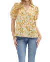 Entro Molly Floral V-neck Blouse In Gold In Pink