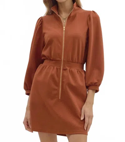 Entro More Than Ready Zipper Dress In Rust In Burgundy