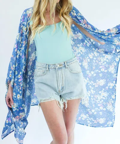 Entro Morning Stroll Floral Kimono In Blue