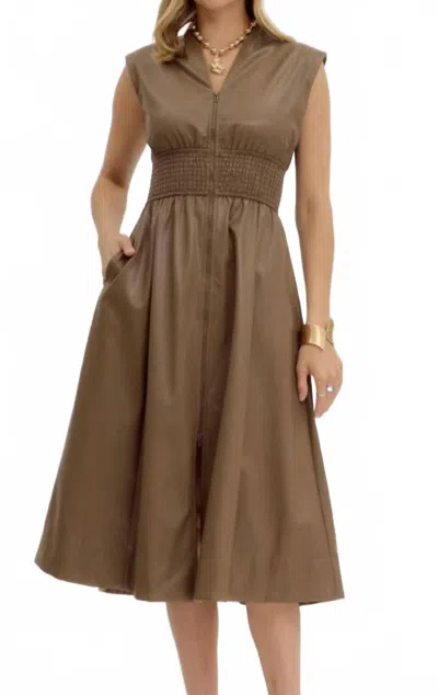 Entro Mousse Faux Leather Dress In Mocha In Brown