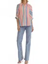 Entro Multi Striped Button Down Top In Red Multicolor In Multi