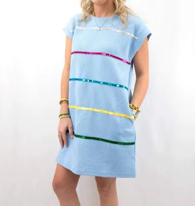 Entro Multi-color Sequin Stripe Mini Dress In Blue