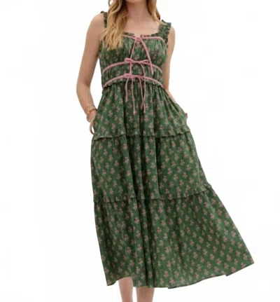 Entro Mystic Floral Midi Dress In Green