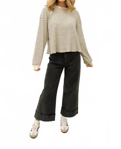 Entro Nataline Casual Wide Leg Cuffed Pants In Black