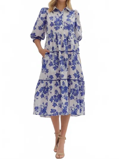 Entro Natasha Dress In Blue In Multi