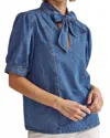 Entro Neck Tie Shirt In Denim In Multi
