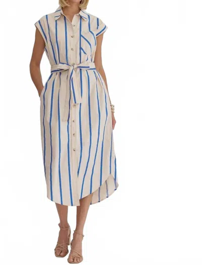 Entro Neon Stripes Midi Dress In Blue In Neutral