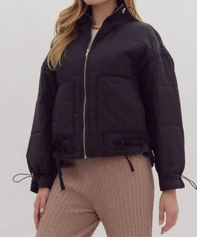 Entro Nice For What Quilted Zip Up Jacket In Black