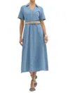 Entro Noelle Denim Midi Dress In Light Blue In Blue