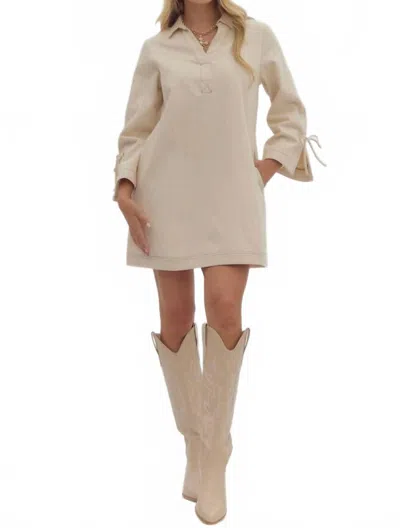 Entro Not So Basic Denim Dress In Sand In Neutral