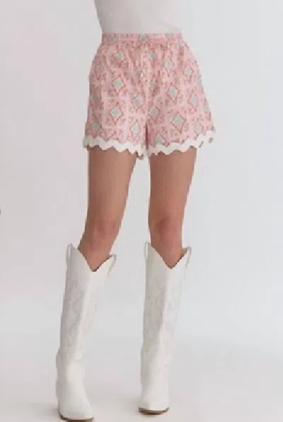 Entro Notice Me Detailed Trim Shorts With Wavy Detail In Pink