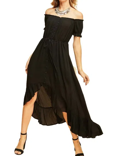 Entro Off The Shoulder High Low Dress In Black