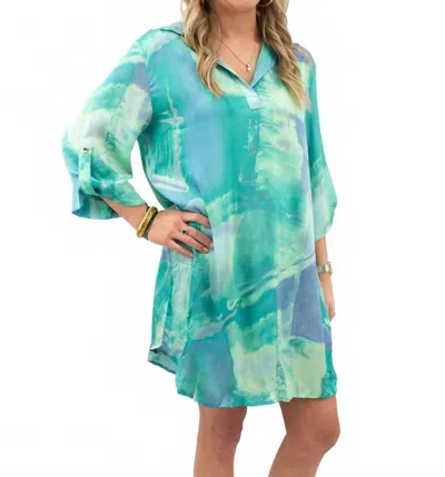 Entro Ombre Collar Dress In Blue