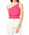 Entro One Shoulder Crop Top In Fuchsia In Pink