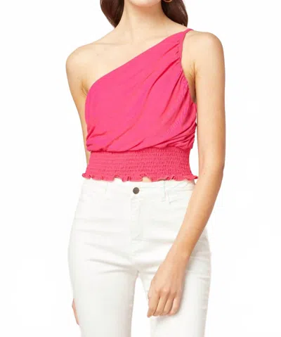 Entro One Shoulder Crop Top In Fuchsia In Pink
