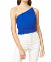 Entro One Shoulder Crop Top In Royal In Blue