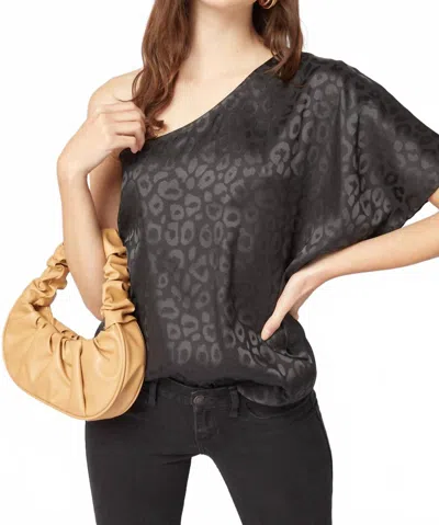 Entro One Shoulder Leopard Top In Black