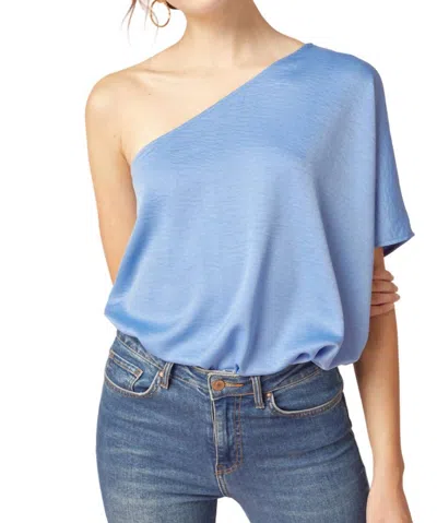 Entro One Shoulder Top In Chambray In Blue