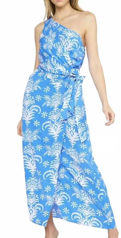 Entro One-shoulder Wrap Dress In Blue