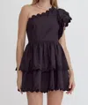 Entro One-shouldered Mini Dress In Black In Black