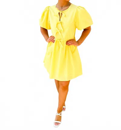Entro One Step Closer Bubble Sleeve Dress In Lemon In Gold
