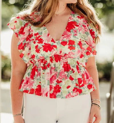 Entro Orchid Ripple Top In Pink In Multi