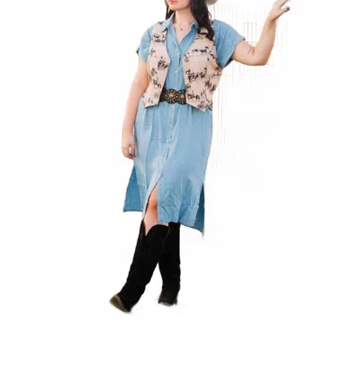 Entro Outlaw Denim Button Down Dress In Blue