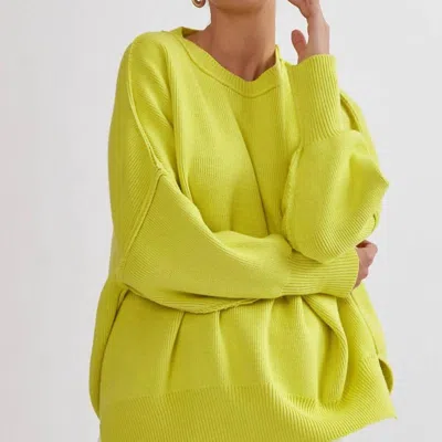 Entro Oversized Drop Shoulder Sweater In Green