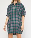 ENTRO OVERSIZED FLANNEL DRESS IN GREEN