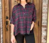 Entro Oversized Plaid Button Down Shirt In Green