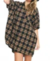 Entro Oversized Plaid Dress In Black In Multi
