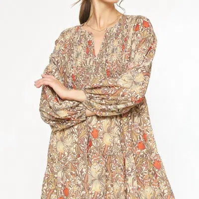 Entro Paisley Floral Dress In Brown