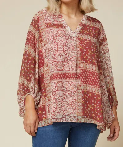 Entro Paisley Print Blouse - Plus In Marsala Wine In Pink