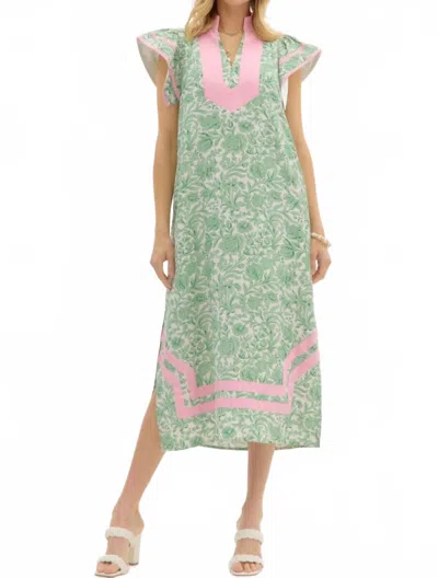 ENTRO PALM ROYALE MIDI DRESS IN GREEN
