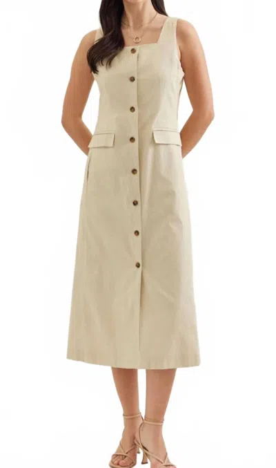 Entro Palmetto Midi Dress In Beige In Neutral