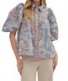 Entro Palo Alto Modern Paisley Top In Multi In Blue
