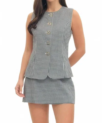 Entro Pamela Gingham Sleeveless Romper In Black In Multi