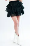 Entro Party Move Tulle Skort In Black In Black