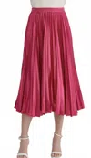 Entro Party Starter Metallic Pleated Skirt In Pink In Pink
