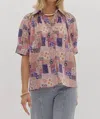 Entro Patchwork Top In Rose In Multi
