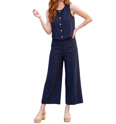 Entro Paula Vest & Pant Set In Navy In Blue