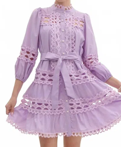Entro Pearl & Lace Mini Dress In Lilac In Purple