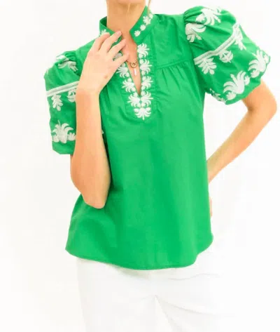 Entro Pep Embroidered Blouse In Green