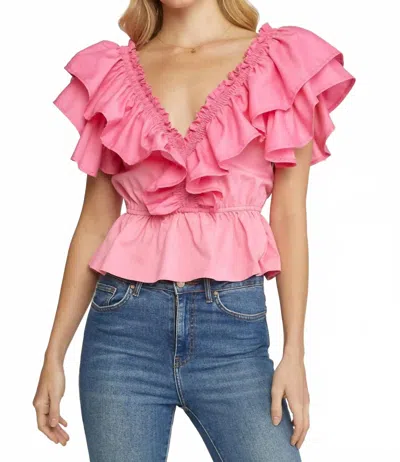 ENTRO PEPLUM RUFFLE TOP IN PINK