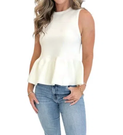 Entro Peplum Top In Ivory In Multi
