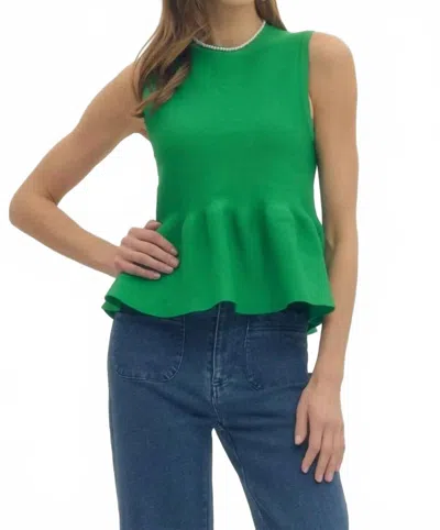 Entro Peplum Top In Kelly Green In Multi