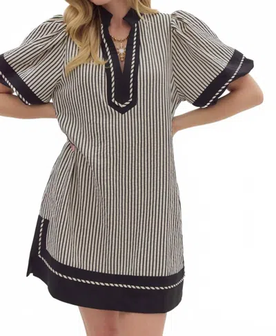 Entro Pepper Stripe Mini Dress In Multi In Black