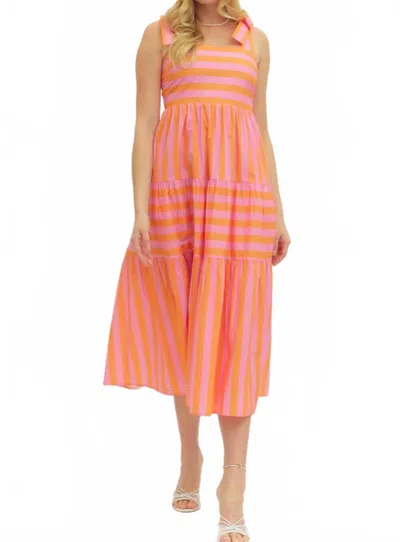 Entro Perfectly Striped Dress In Orange
