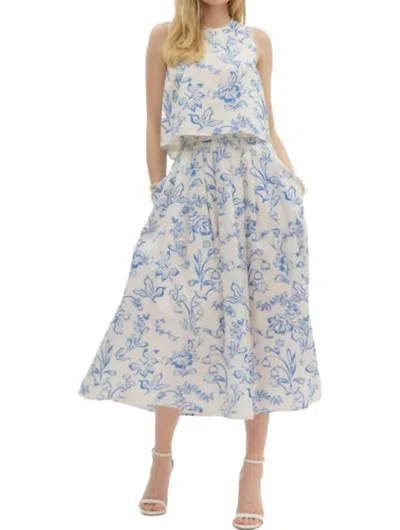 Entro Picasso Sleeveless Top And Midi Skirt Set In Cream Blue